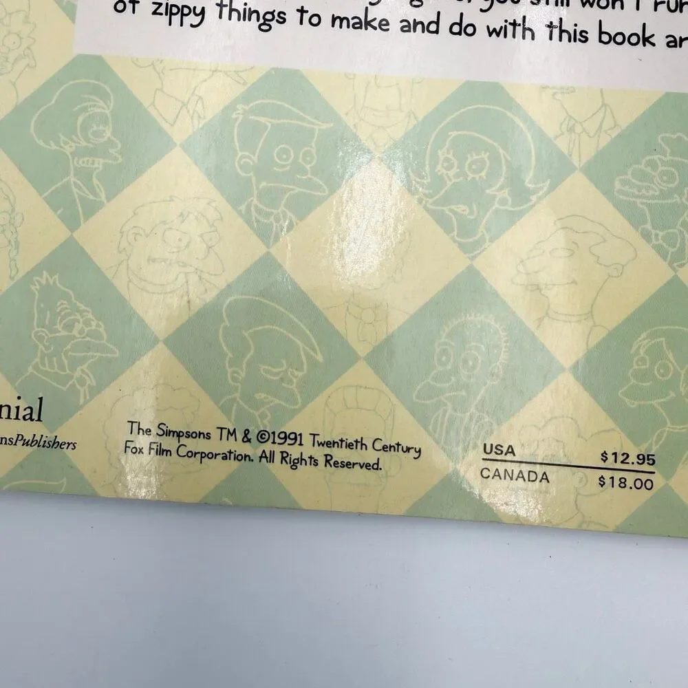 The Simpsons Rainy Day Fun Book Activity Book Vintage 1991 Almost New